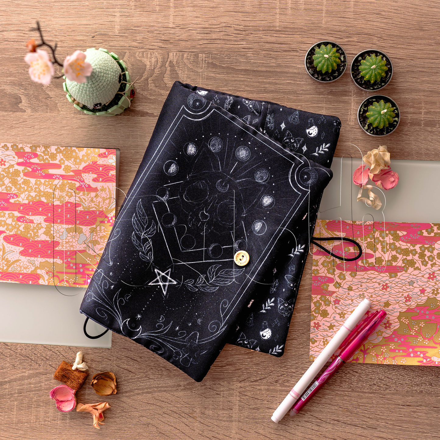 Gato calavera - Witch- Funda de libro con solapas