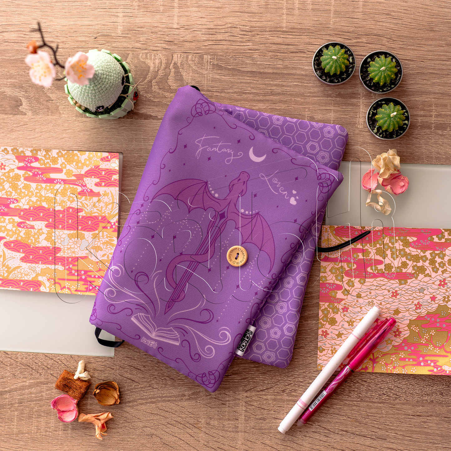 Fantasy Lover - Dragón malva - Funda de libro con solapas
