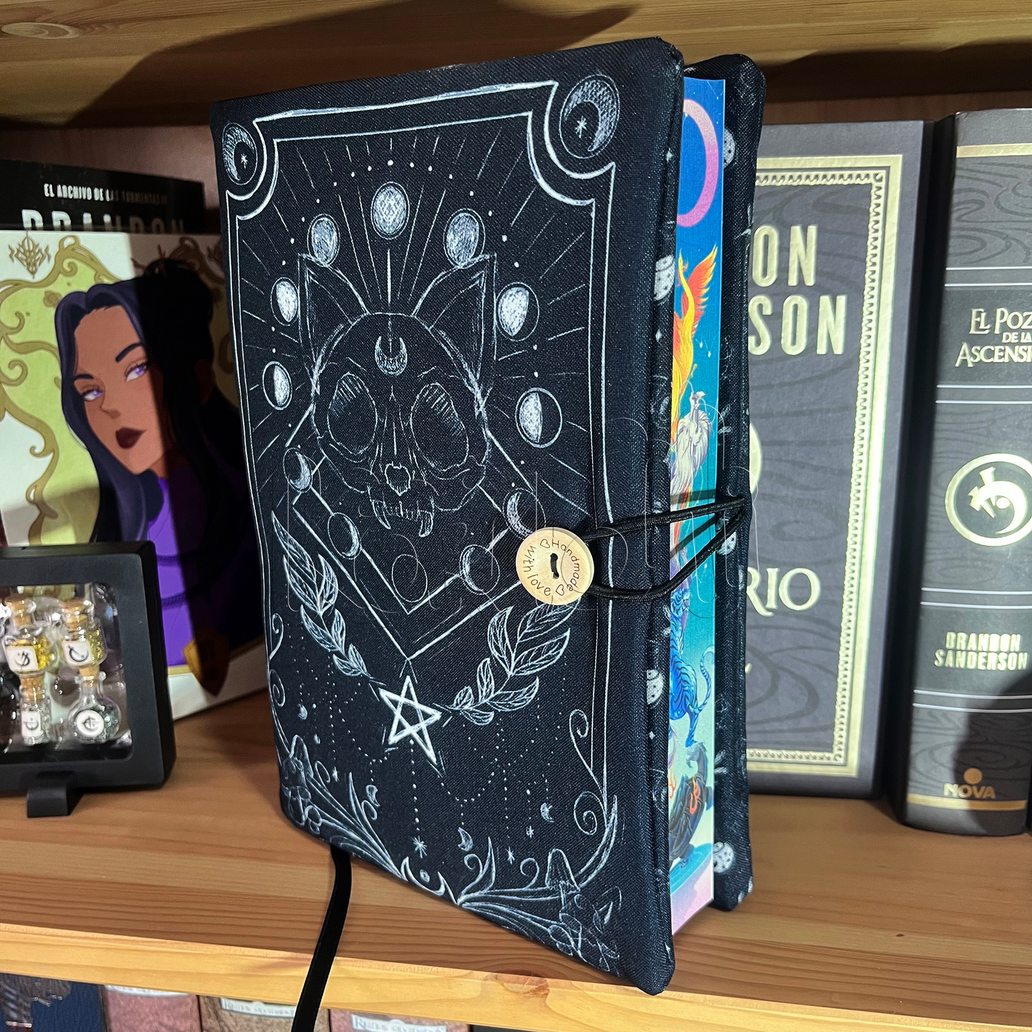 Gato calavera - Witch- Funda de libro con solapas