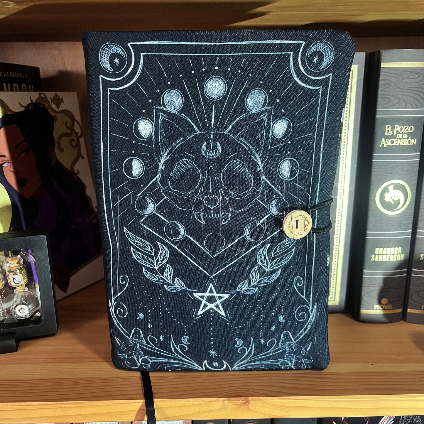 Gato calavera - Witch- Funda de libro con solapas
