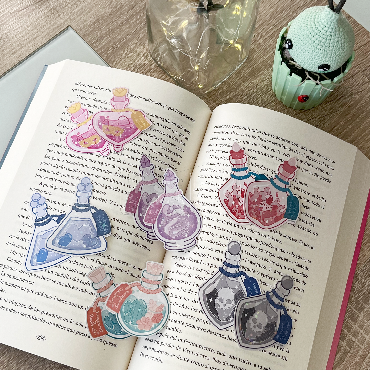 Pegatinas pociones tropes literarios