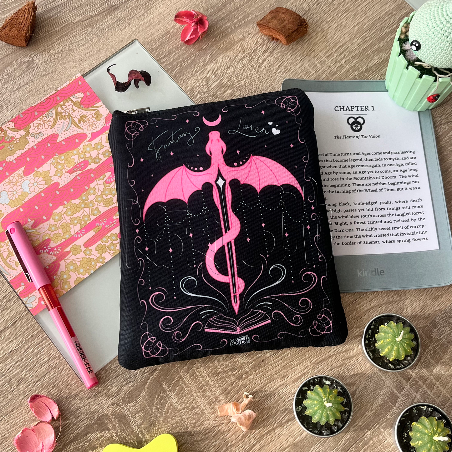 Fantasy lover - dragon negro - Funda de Kindle
