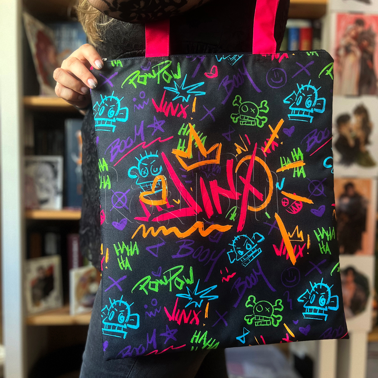 Jinx Arcane - Bolso con cremallera impermeable de asa larga