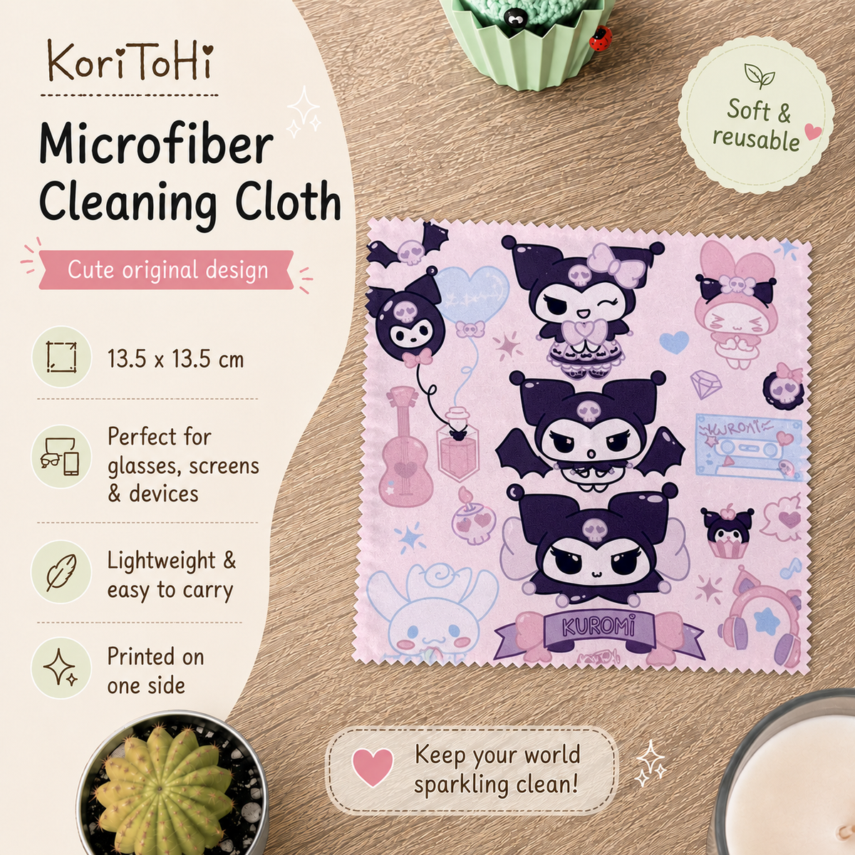 Glasses Cleaning Cloth - Kuromi Fanart