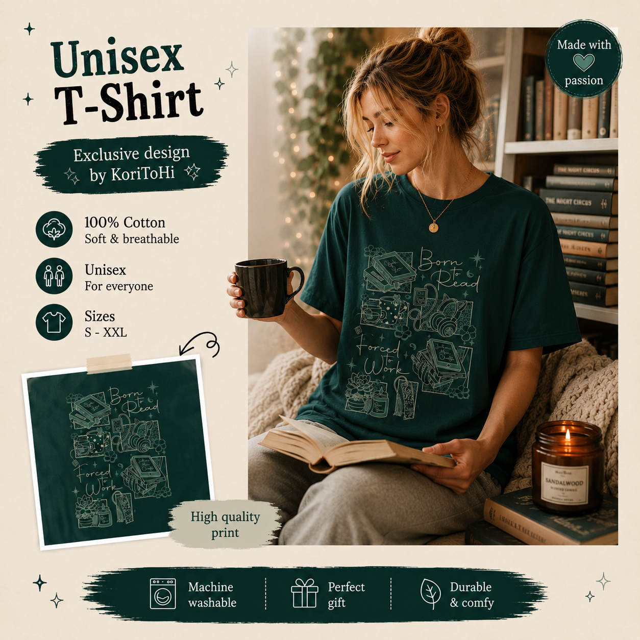 Camiseta Born to read - Book lover