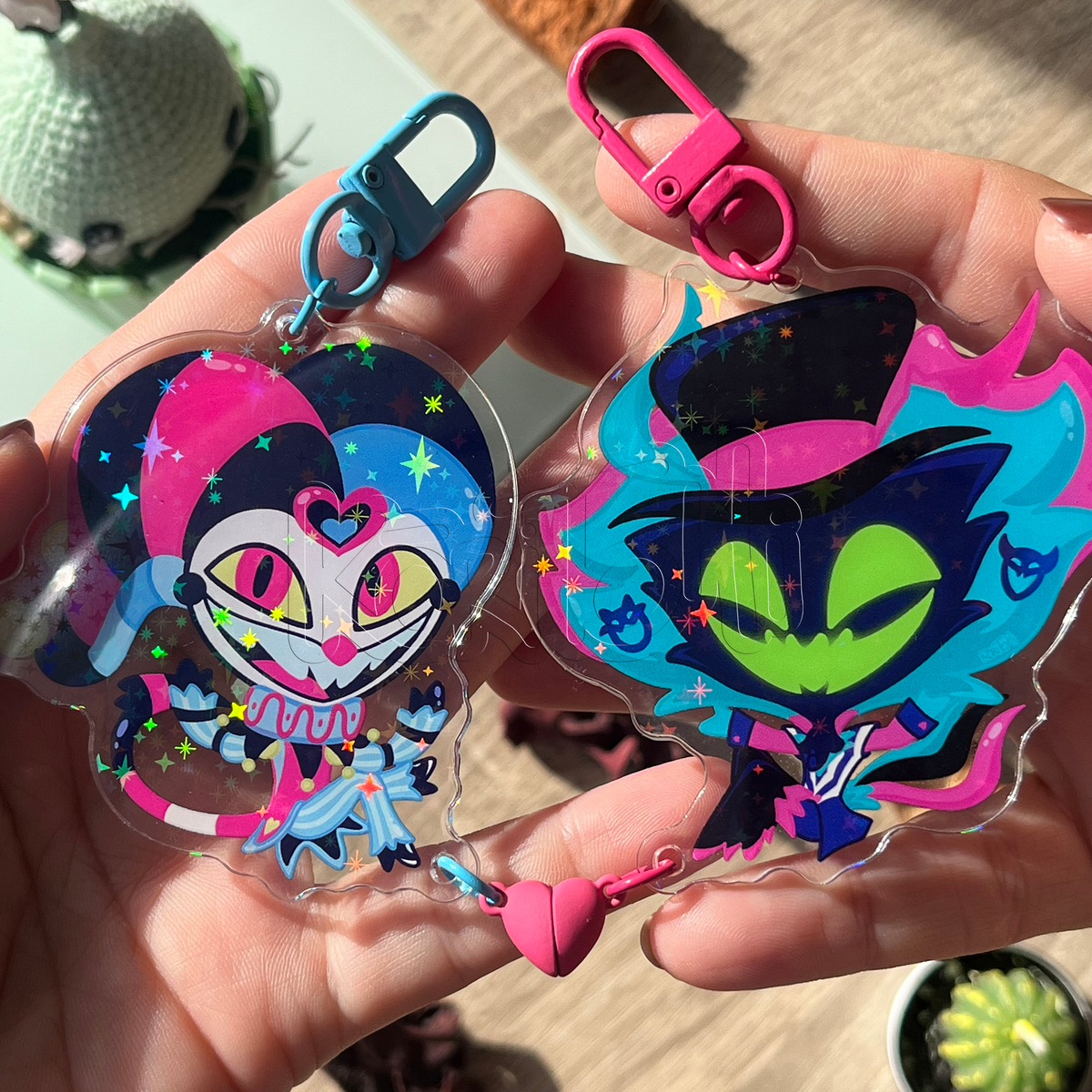 Fizzarolli <3 Asmodeus - Llavero de pareja - Heart magnet