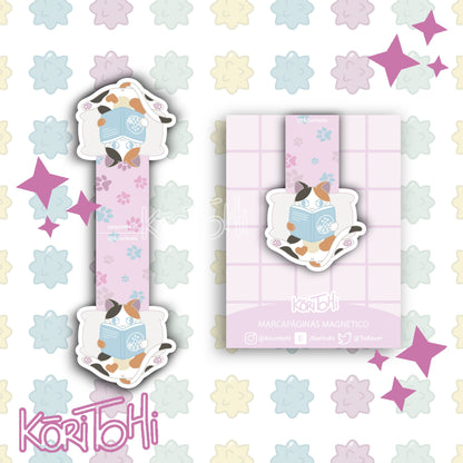 Magnetic bookmark - Reading cats
