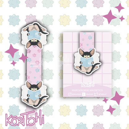 Magnetic bookmark - Reading cats