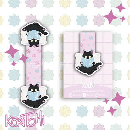 Magnetic bookmark - Reading cats